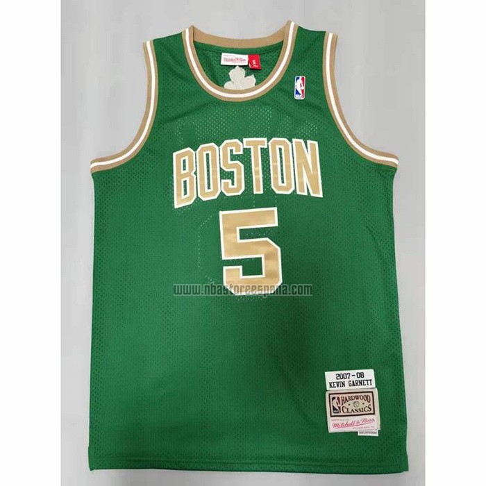 Camiseta Boston Celtics Kevin Garnett NO 5 Mitchell & Ness 2007-08 Verde
